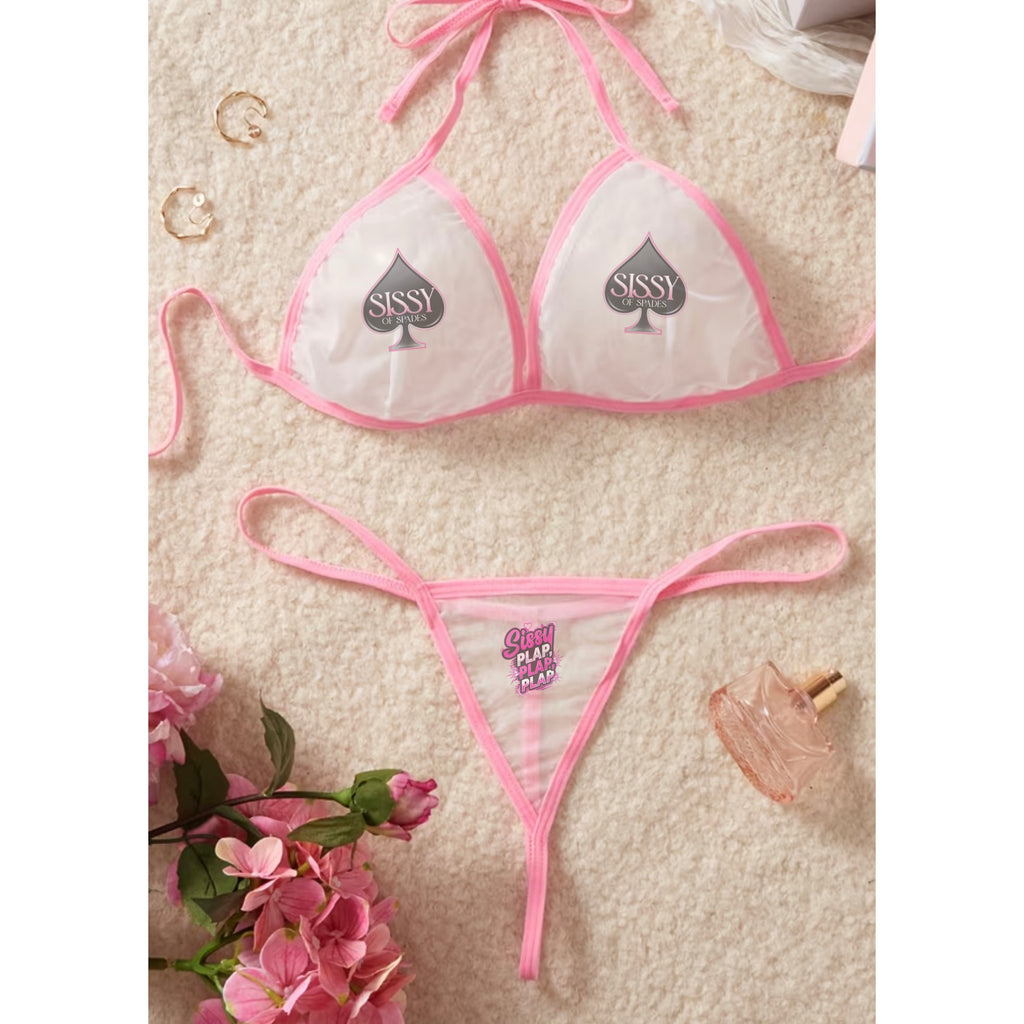 Sissy Lightweight Summer Transparent Lace Sleeveless Two-Piece Bra Set