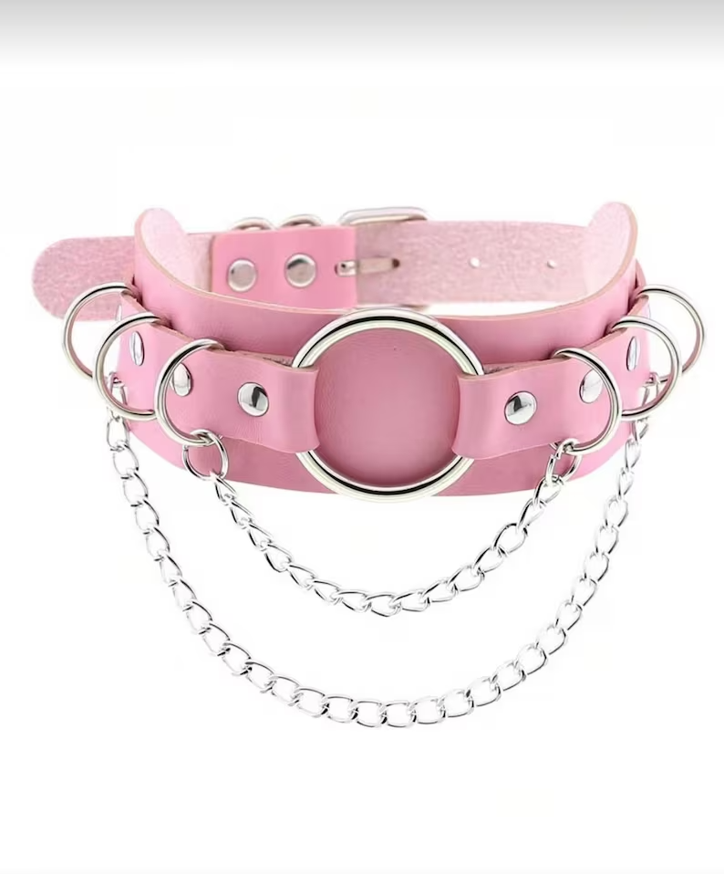 1pc Gothic Style Choker Necklace, Pink Series Collar Adjustable