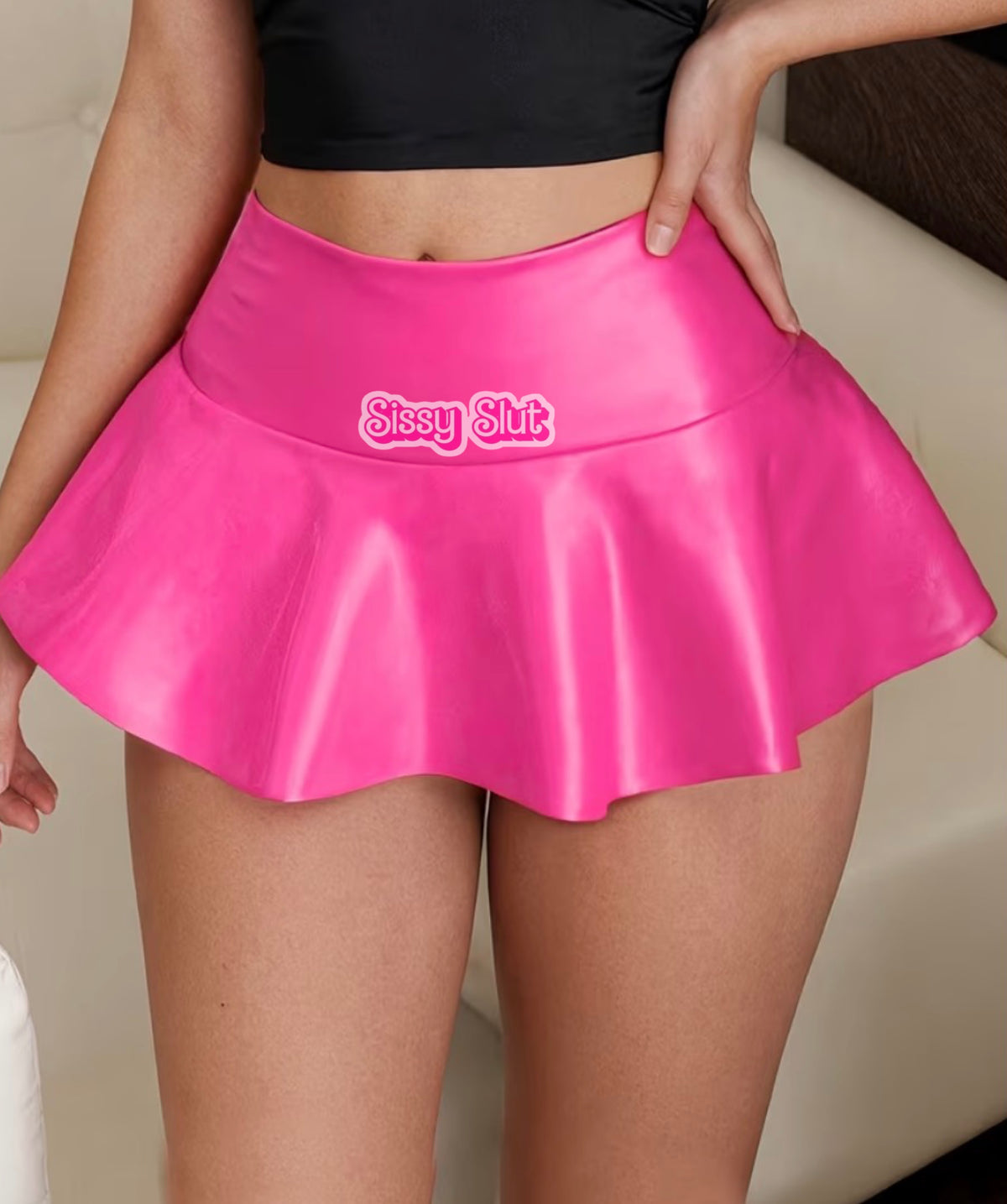 Sissy s!ut hot pink Super Short Sexy Mini Skirt