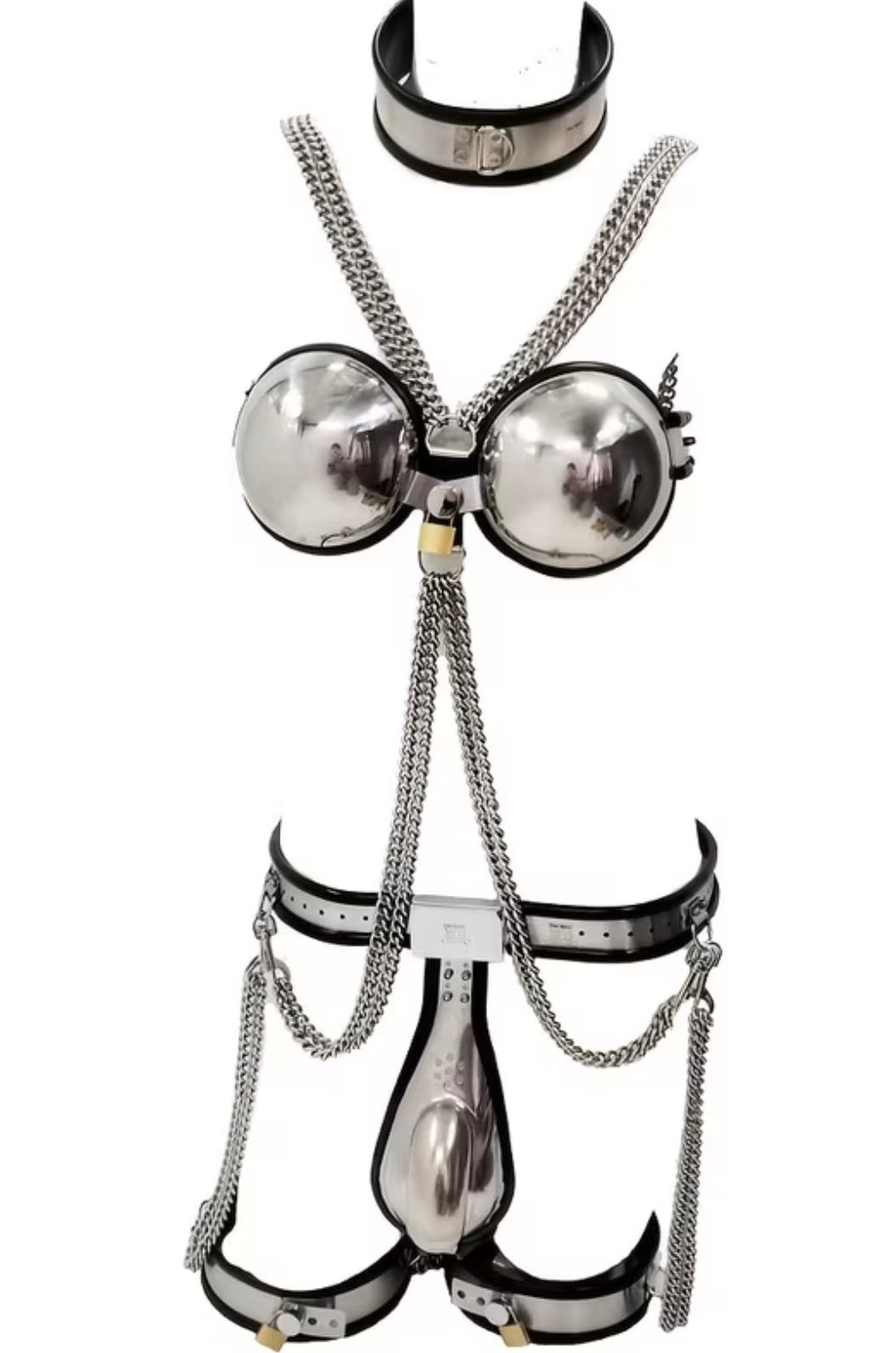 5pcs/Set Male Chastity Belt BDSM Bondage Adult Games Stainless Steel Chastity Pants Bra Thigh Ring Cuffs Sex Toys for Men