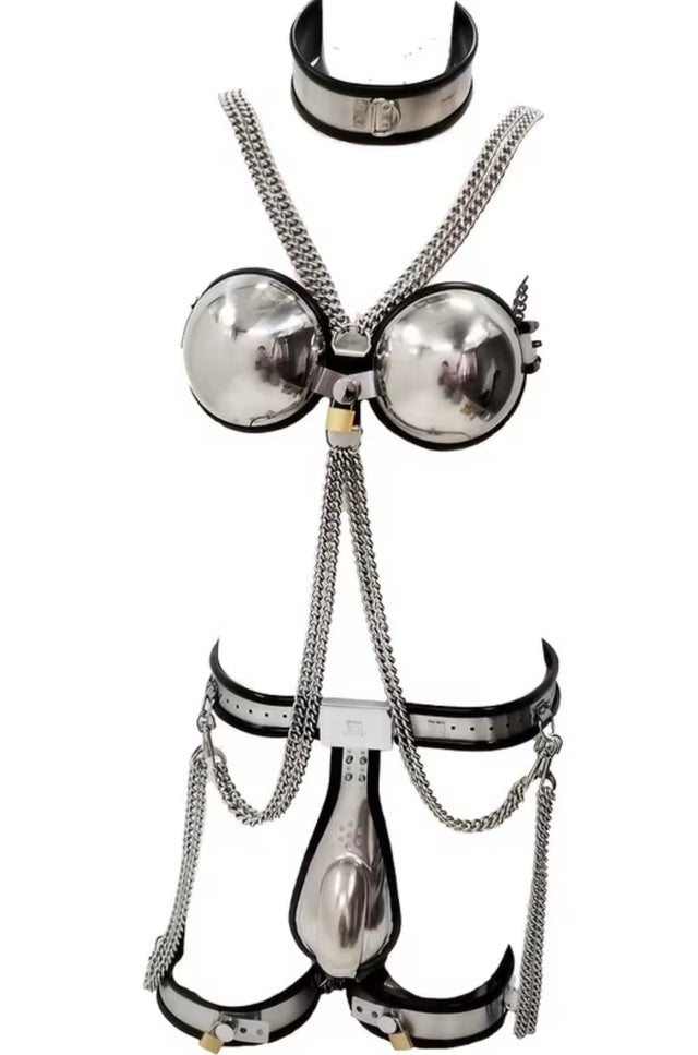 5pcs/Set Male Chastity Belt BDSM Bondage Adult Games Stainless Steel Chastity Pants Bra Thigh Ring Cuffs Sex Toys for Men