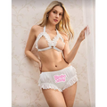 Bimbo sissy Layered Cake Ruffles Hollow Out Bra + Panties 2 Pieces Set, Sexy Lin