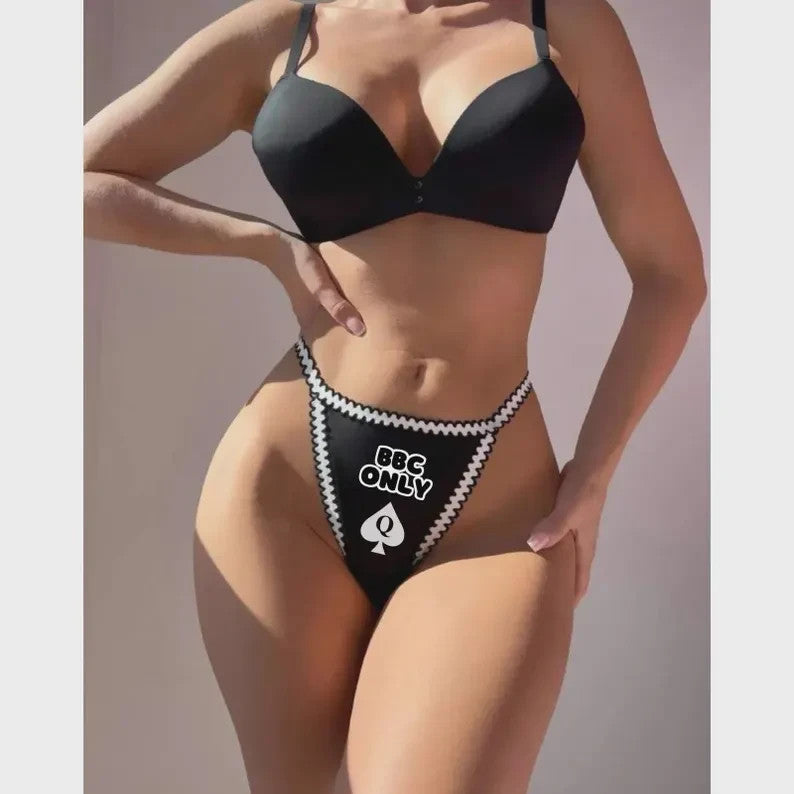 BBC ONLY QOS Black And White Contrast Thong Panties