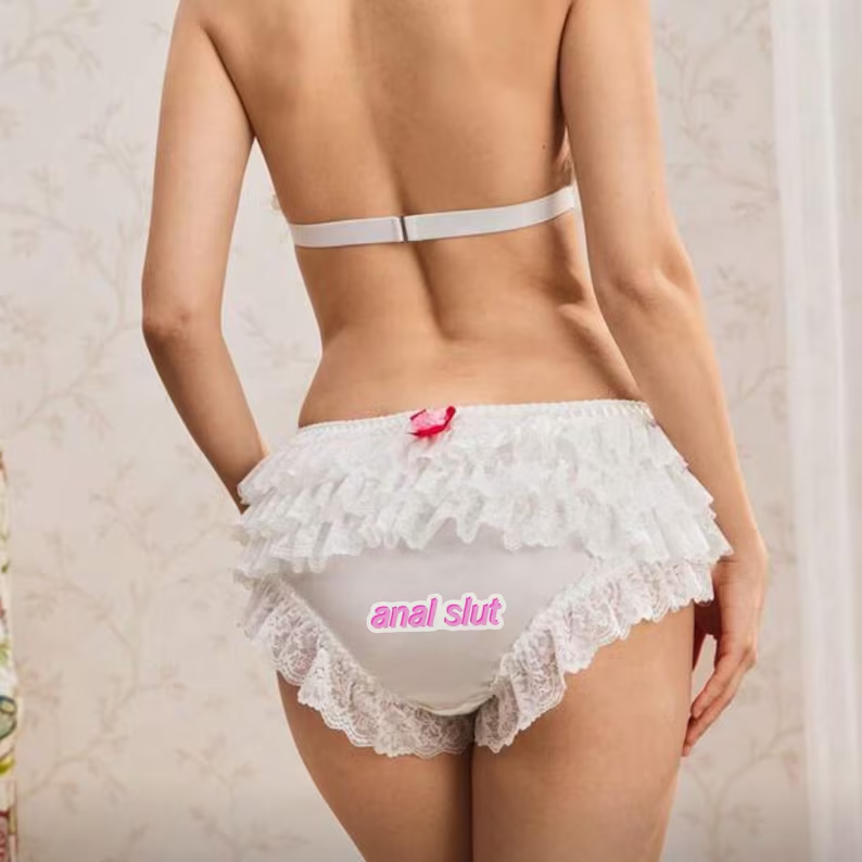 Bimbo sissy Layered Cake Ruffles Hollow Out Bra + Panties 2 Pieces Set, Sexy Lin