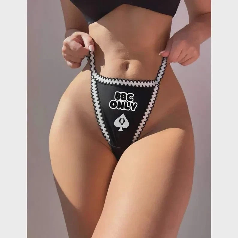 BBC ONLY QOS Black And White Contrast Thong Panties