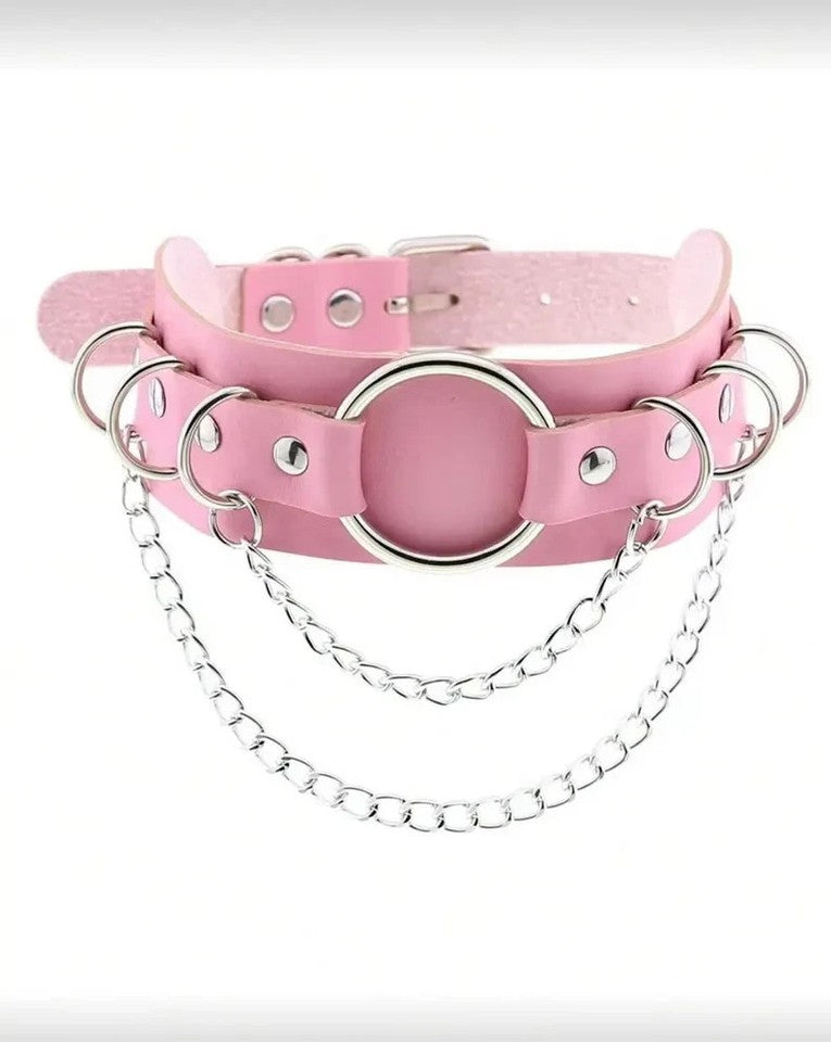 1pc Gothic Style Choker Necklace, Pink Series Collar Adjustable