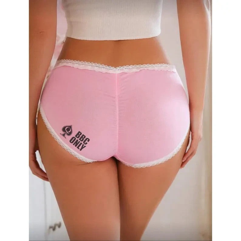 BBC ONLY QOS Lace Trimmed Crisscross Back Ruched Panties For Women