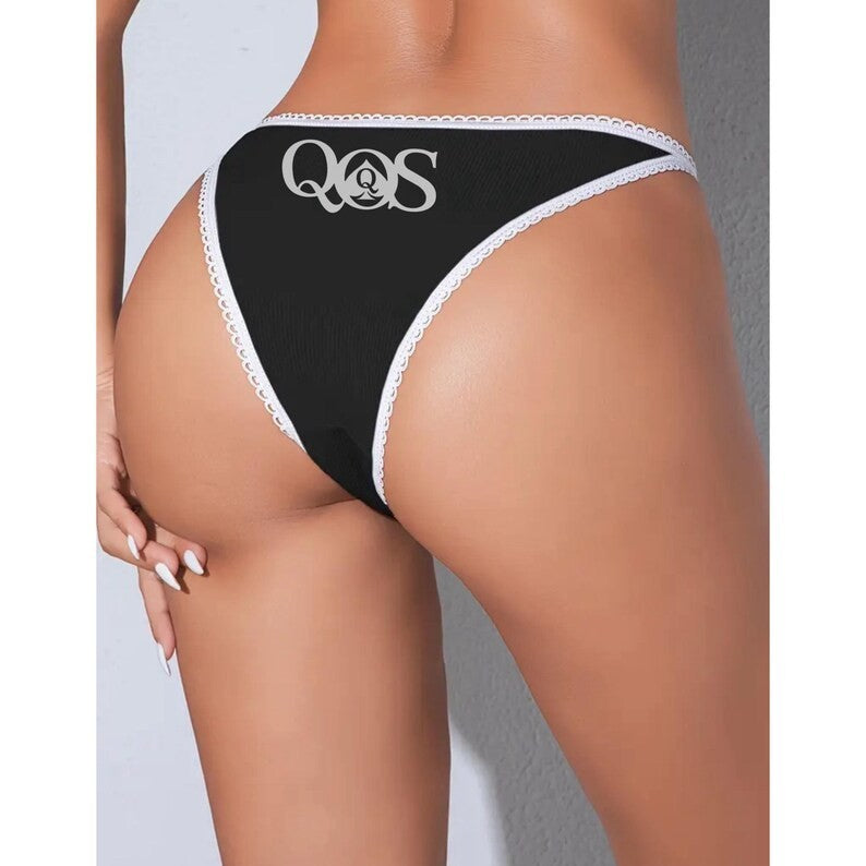 BBC only QOS Women's Low-Rise Triangle Underwear - Black & White Contrast Trim t