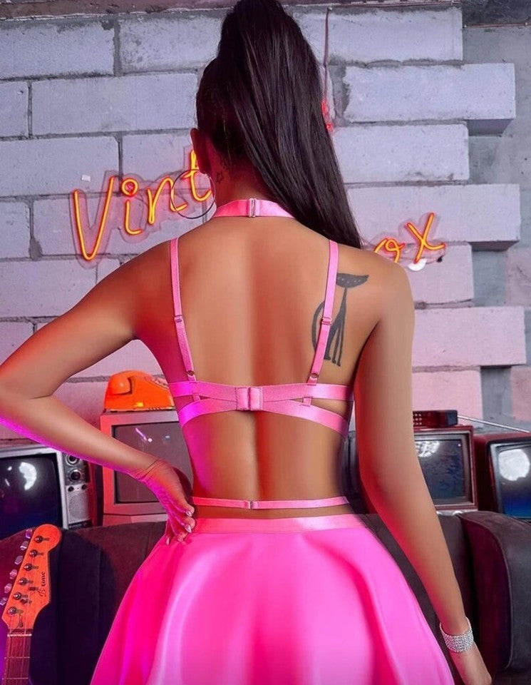 HotWife Cut Out Ring Linked Lingerie Set With Choker