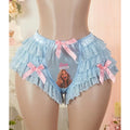 Sissy B!tch Lace Trim, High-stretch Butterfly Knot Multi-layered Ruffled Panties