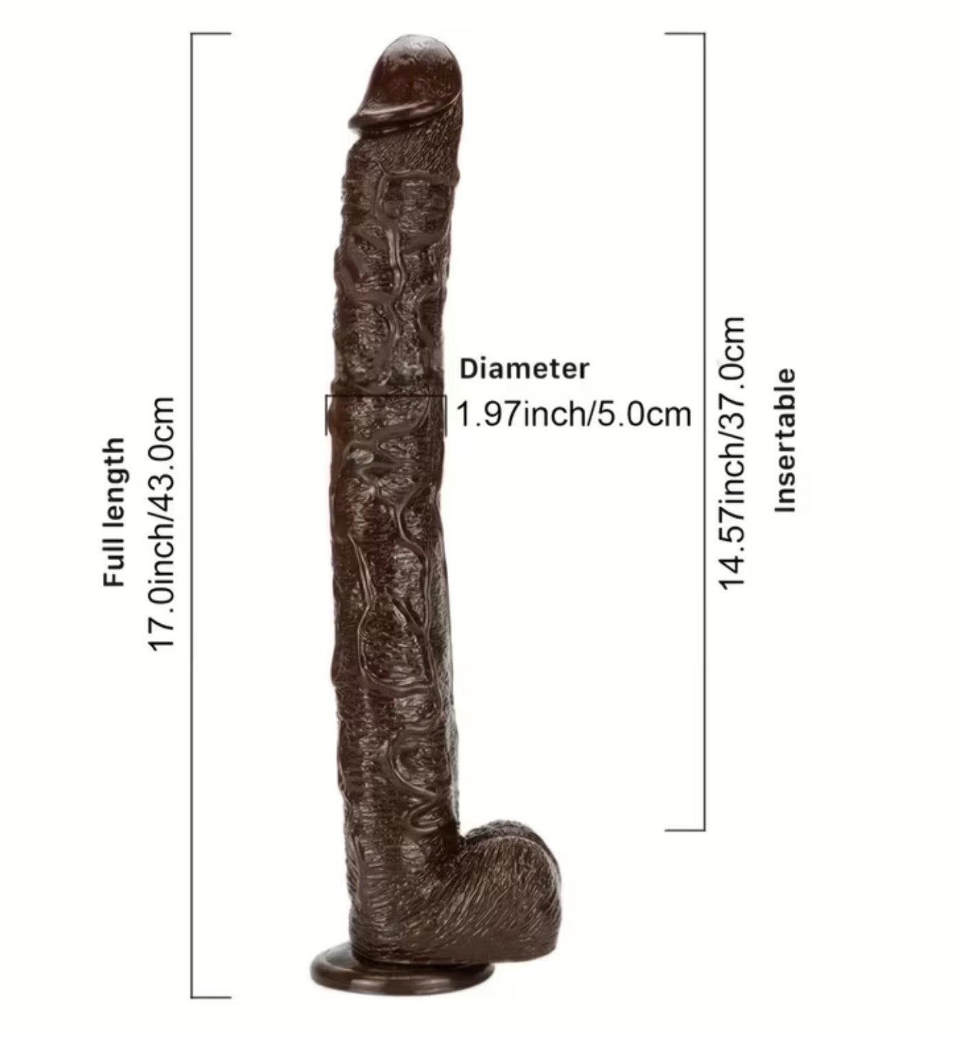 1pc Super Huge Dildo Realistic Long 43.18 cm Massive Giant Dildo with Strong Suction Cup