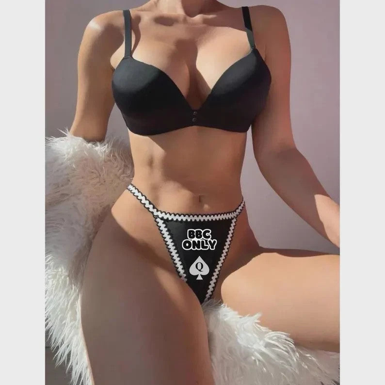 BBC ONLY QOS Black And White Contrast Thong Panties