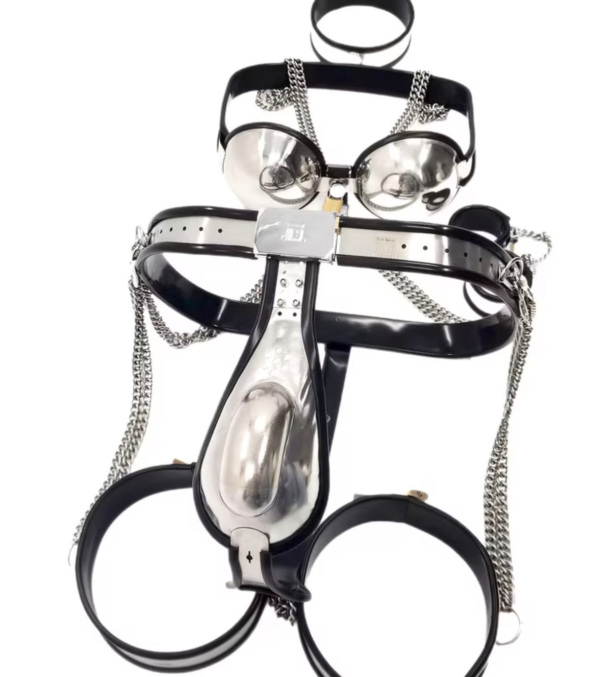 5pcs/Set Male Chastity Belt BDSM Bondage Adult Games Stainless Steel Chastity Pants Bra Thigh Ring Cuffs Sex Toys for Men