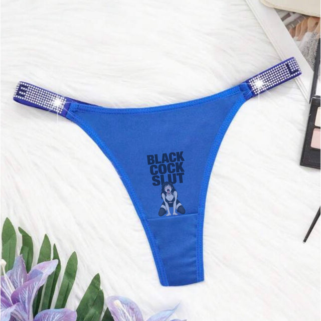 S!ut Women's Sexy Sequins Letter Romantic Fashion G-String Panties (blue)