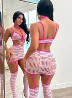 Sexy Lingerie Set, Hollow Out Sheer Tight High Elastic Mesh Lingerie