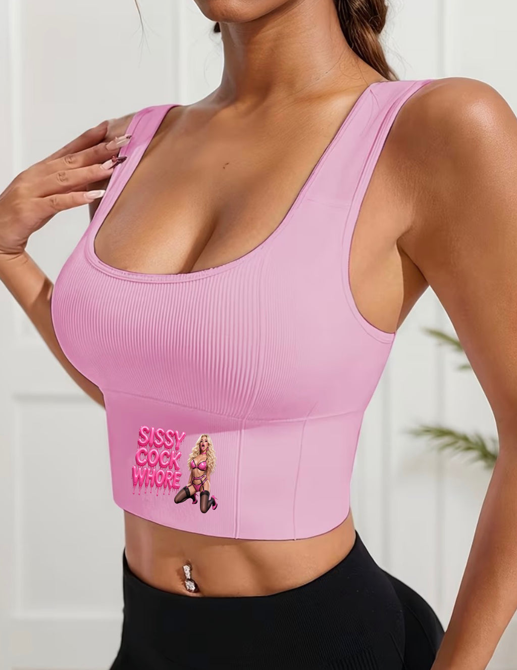 Sissy institute sporty gym outfit, skirt, thong and sports bra