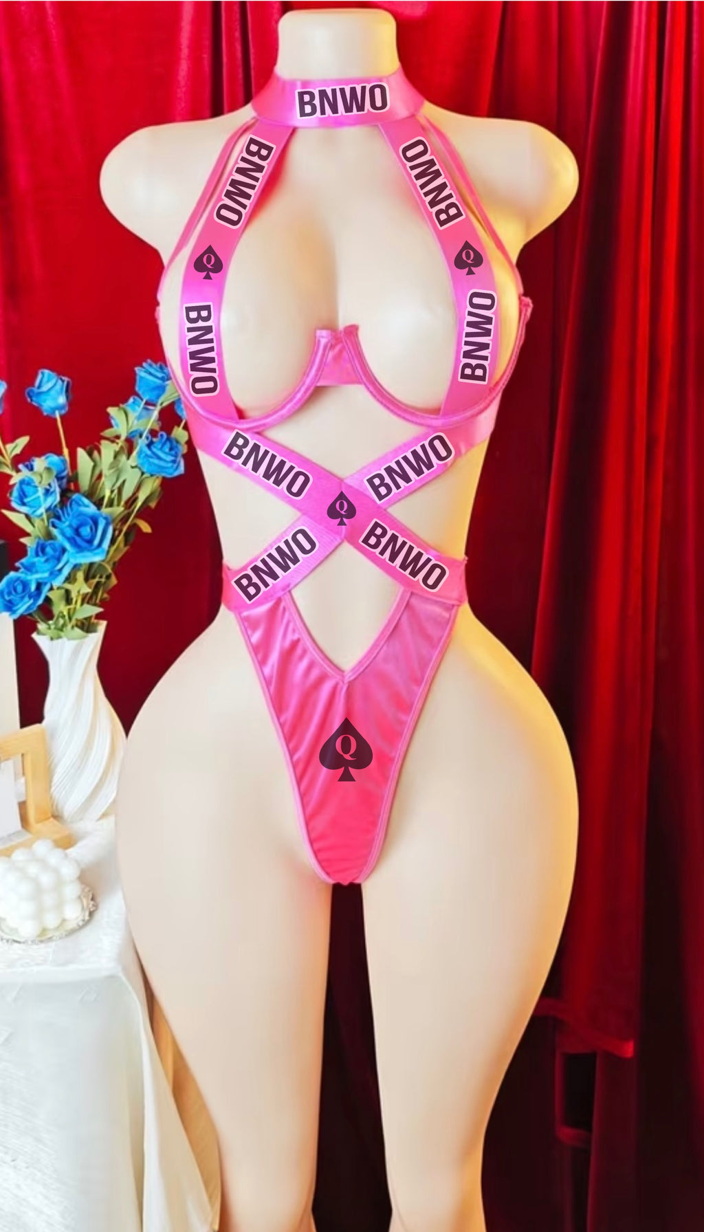 BNWO 1pc Women's Elastic Band Cut-Out Sexy Bodysuit with Steel Wire Underwire