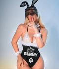 SNOWBUNNY Fantasy Costume 5pcs Women Lace Patchwork Fuzzy Costume Set