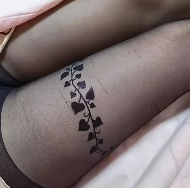 QOS Spade pattern tattoo stickers vine lace temporary stickers for long-lasting waterproofing