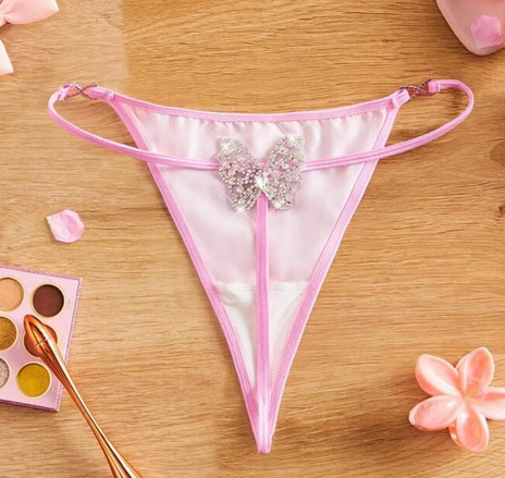 Sissy Satin, Rhinestone, Glittery Women's Thong Panties