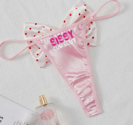 Sissy Women’s Polka Dot Thong, Soft Comfy Satin Feel Thong, Women’s Panties