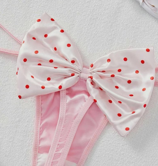Sissy Women’s Polka Dot Thong, Soft Comfy Satin Feel Thong, Women’s Panties
