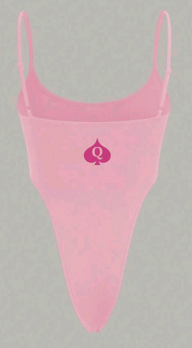 QOS Pink Casual Minimalist Strap Bodysuit