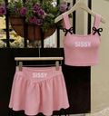 Sissy Two-Piece Outfit Bow Set