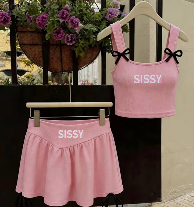 Sissy Two-Piece Outfit Bow Set