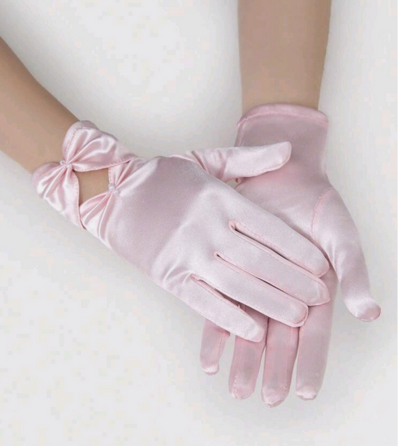 Sissy Satin Bow Decor Gloves