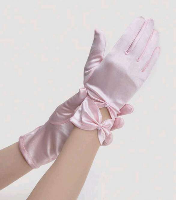 Sissy Satin Bow Decor Gloves