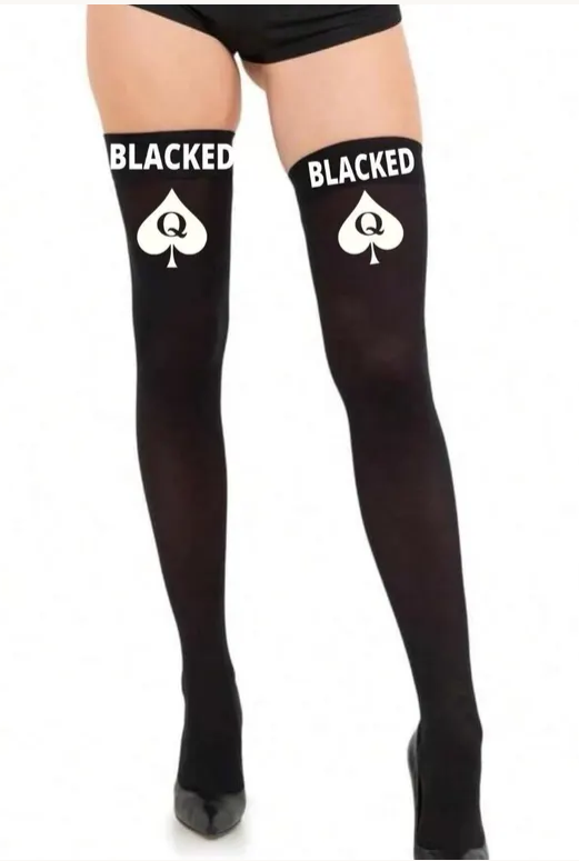BLACKED QOS Nylon Thigh High Schoolgirl Opaque Stockings