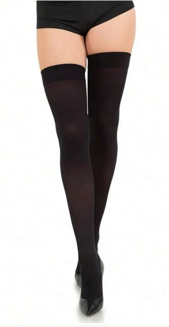 QOS BBC Women's Nylon Thigh High Schoolgirl Opaque Stockings