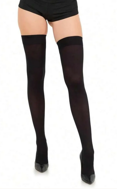 QOS BBC Women's Nylon Thigh High Schoolgirl Opaque Stockings
