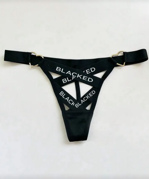 Blacked Solid Ring Detail Criss Cross Sexy G-String