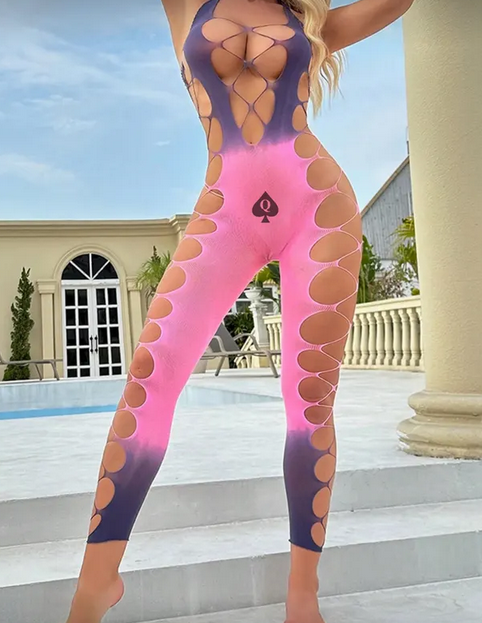 QOS Women's One Piece Fishnet Sexy Lingerie Bodysuit Mesh Bodystocking Sexy Tights Underwear Nightwear