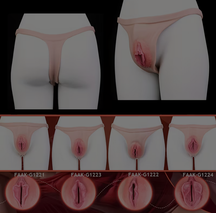 4 Styles Available New Thong with Insertable Fake Penis Silicone Vagina Shemale Crossdressing Sexy Underwear