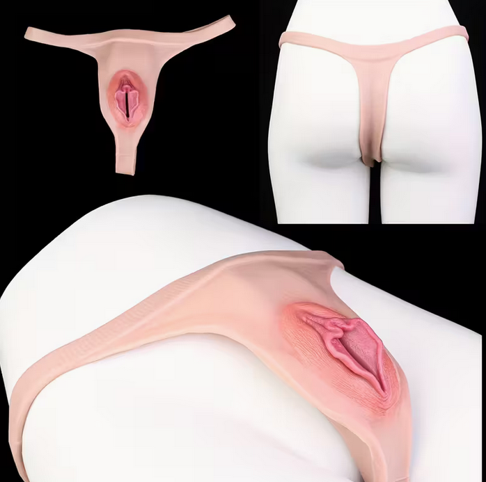 4 Styles Available New Thong with Insertable Fake Penis Silicone Vagina Shemale Crossdressing Sexy Underwear