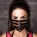 Gothic Black PU Leather Mask with Adjustable Strap & Rivet Details