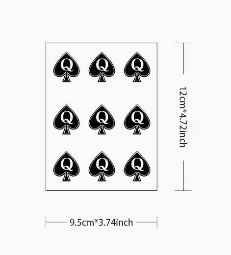 3 x Sheets Queen of Spades Temporary Tattoo Stickers