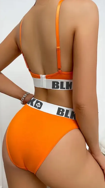 BLKD QOS Solid Color Elasticated Sexy Womens Underwear Set