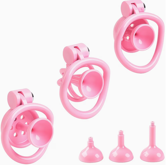 Flat Chastity Cage Set 5 Rooster Rings with Urethral Sound Plug