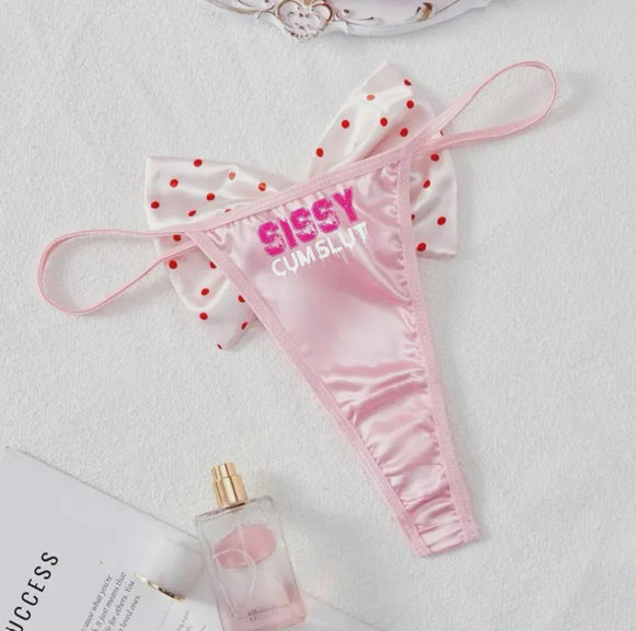 Sissy Women’s Polka Dot Thong, Soft Comfy Satin Feel Thong, Women’s Panties