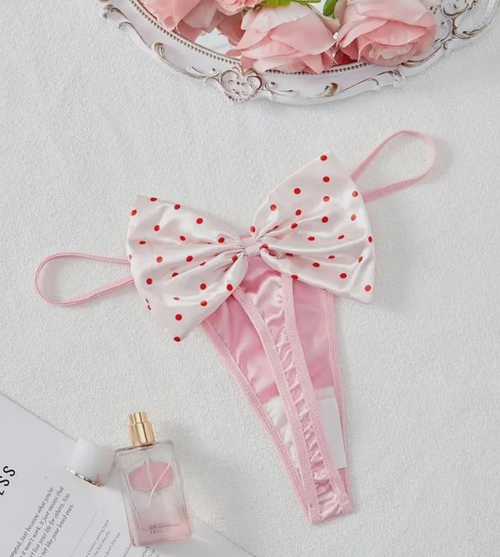 Sissy Women’s Polka Dot Thong, Soft Comfy Satin Feel Thong, Women’s Panties