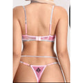 QOS  Gold Foil Women's Lingerie Set, Heart Rhinestone Clasp Sexy Bra, 2pcs Panty Set