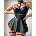 DOMME 4pcs Women's Punk Style Choker With Spaghetti Strap Garter Belt & Leg Ring